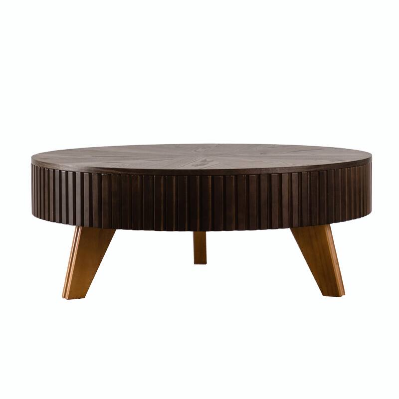 Retro Round Coffee Table with Storage