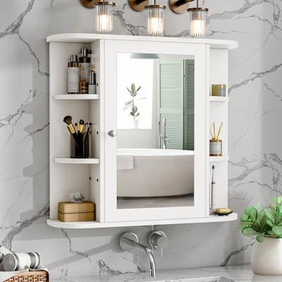 Futzca Bathroom Medicine Cabinet with Mirror and 6 Open Shelves