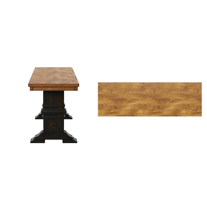 Ronda Two-Tone Trestle Leg Wood Dining Bench