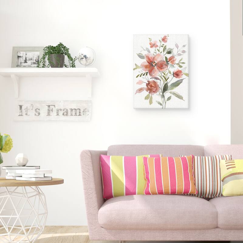 Coral Botanical II Crop Canvas Art Print