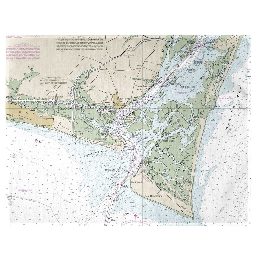 Baldhead Island, NC Nautical Map Place Mat Set of 4