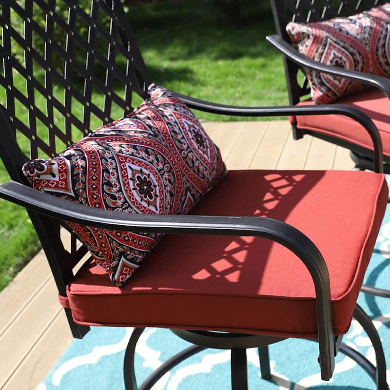 Outdoor Swivel Metal Cushioned Bar Height Patio Chairs Set of 4