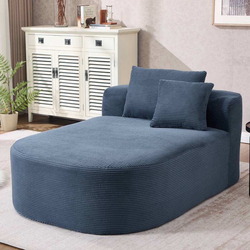 67.5''Chaise Lounge Chair 46'' Wide Seat Indoor Corduroy Oversized Sleeper Sofa - Blue
