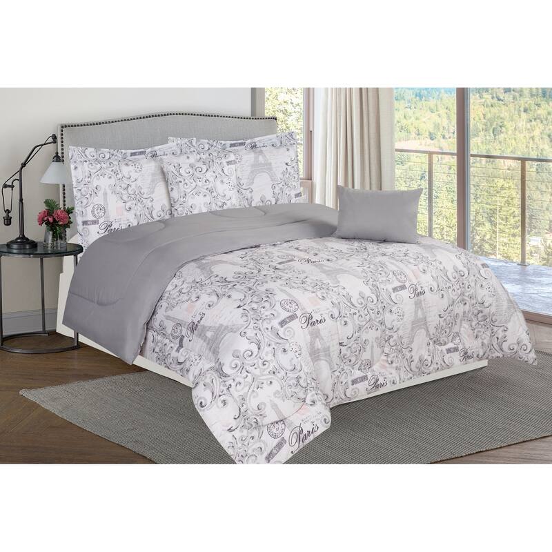 Bibb Home 5 Piece Comforter Set - Paris - King