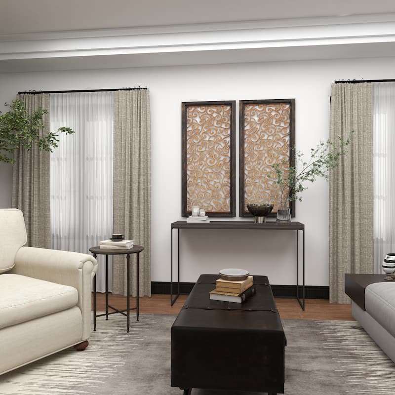 Brown Marble Accent Table with Bronze Metal Legs