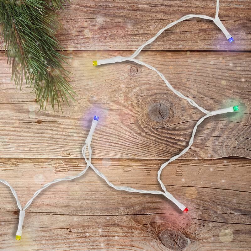 10 B/O Multi LED Wide Angle Christmas Lights - 3 ft White Wire - 3'