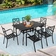 preview thumbnail 8 of 12, SUNCROWN Outdoor Patio 5/7 Piece Steel Dining Sets Metal Slatted Table and Stackable Chairs Powder Coated Frame 7-Piece