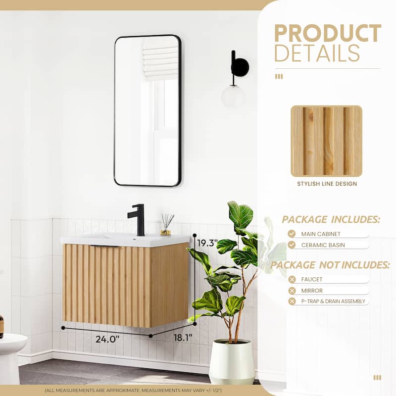 Manila Floating Bath Vanity with Ceramic Basin Top without Mirror