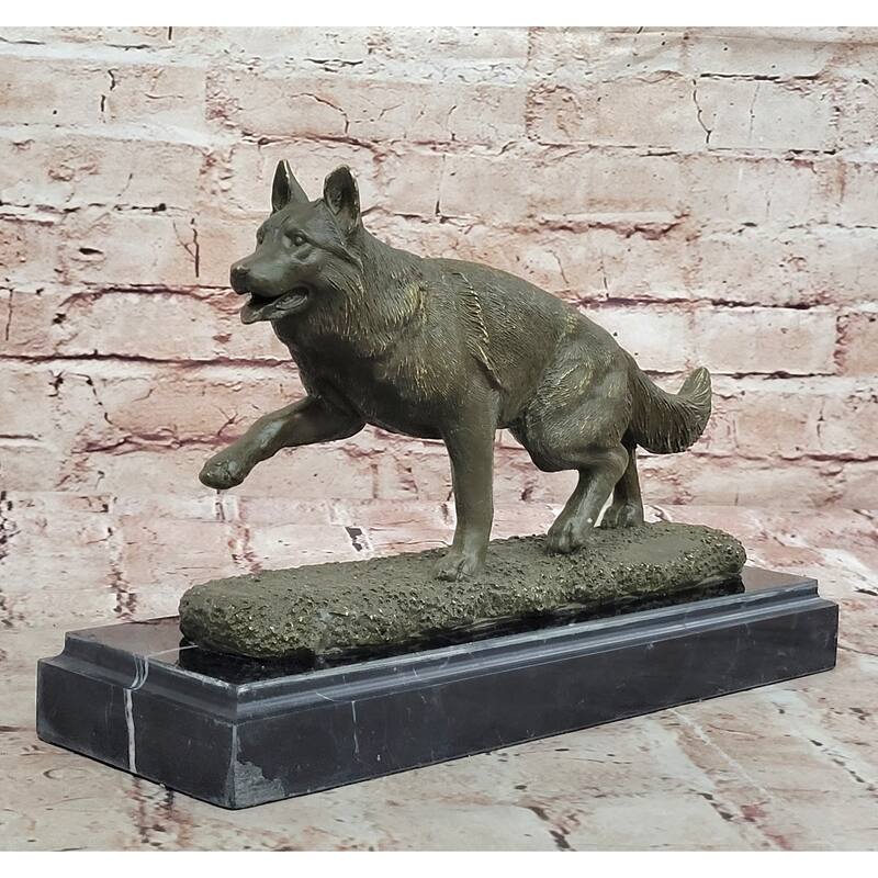 Bronze German Shepherd Statue – Guard Dog Sculpture Decor