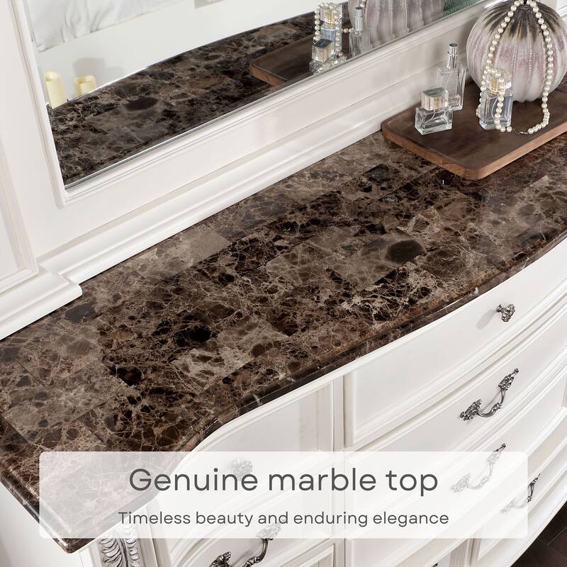 Furniture of America Wrea Traditional 5-Piece White Faux Leather Button Tufted Panel Bedroom Set