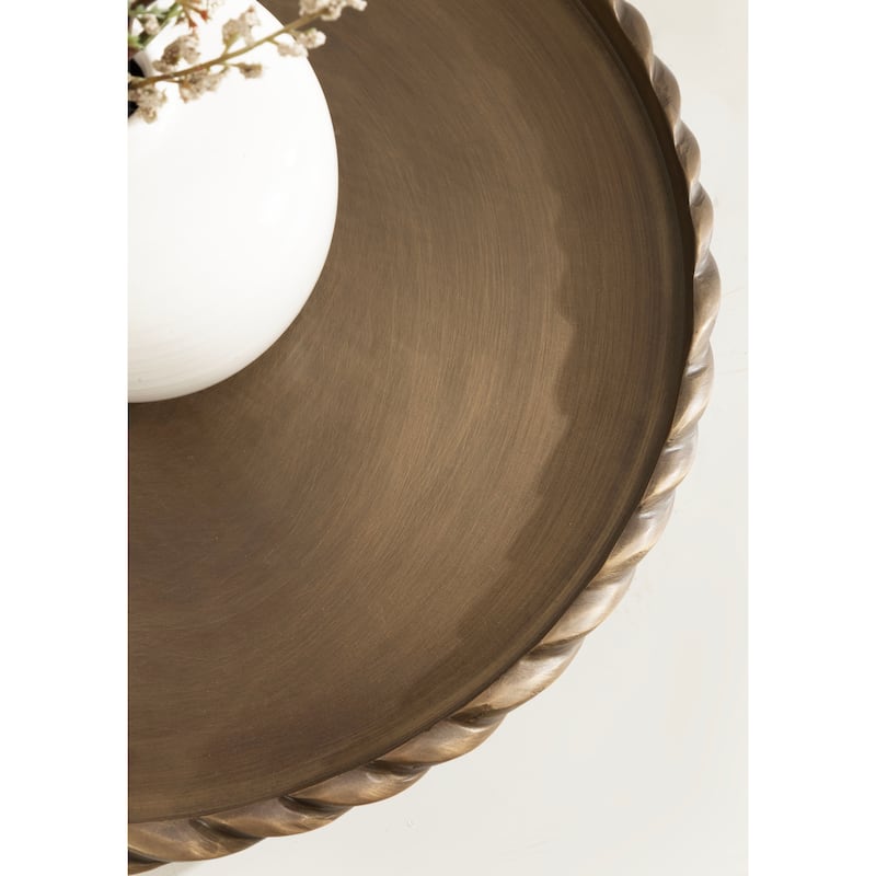 Kate and Laurel Trenza Round Footed Metal Tray - 14" Diameter