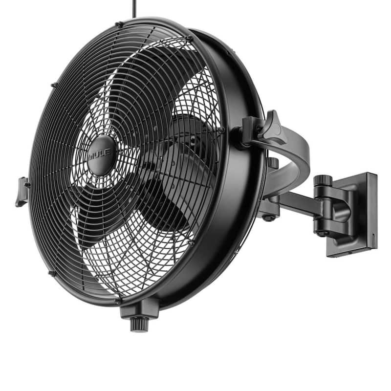 18" Mule Matte Black Outdoor Wet-Rated Wall Fan - 18 Inches