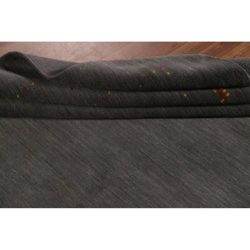 Grey Tribal Gabbeh Oriental Area Rug Handmade Wool Carpet - 6'7"x 9'9"