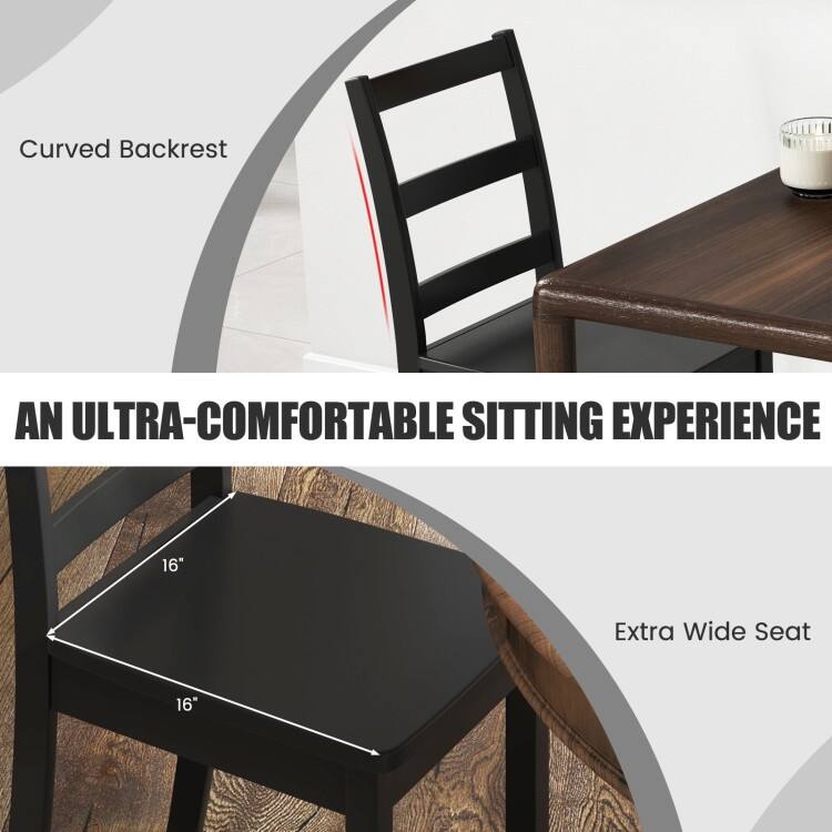 Set of 2 Wood Dining Chairs with Solid Rubber Wood Legs - 16" x 16" x 33.5"