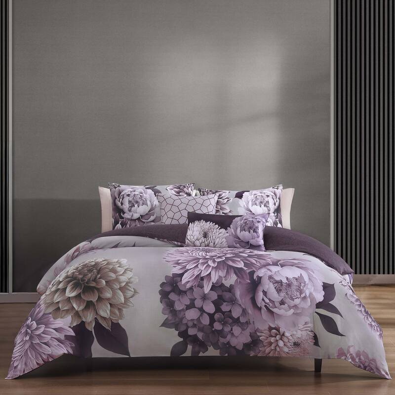 Bebejan Plum Petal 100% Cotton Sateen 5 Piece Reversible Comforter Set