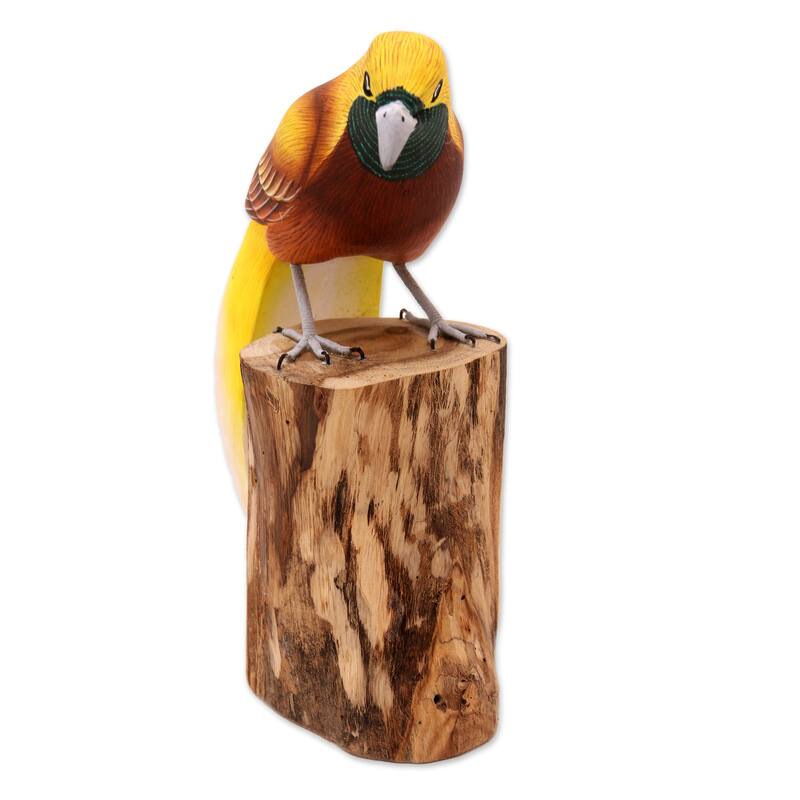 Novica Handmade Paradise Bird Wood Statuette