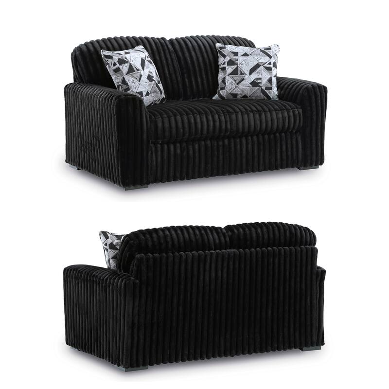 Roundhill Furniture Solenne 2-Piece Living Room Set, Oversized Sofa and Loveseat with Jumbo Corduroy Upholstery