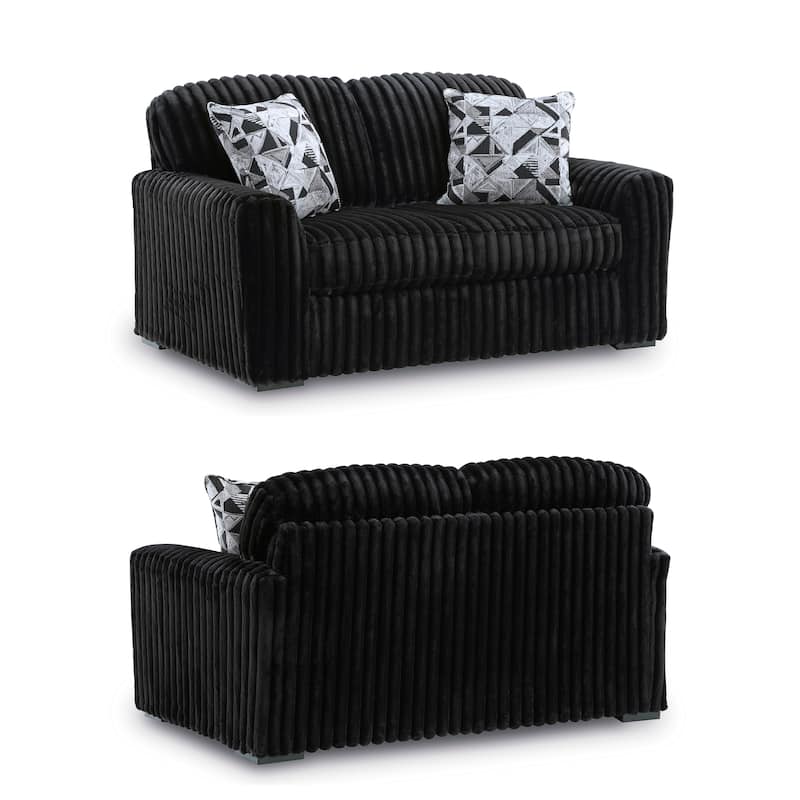 Roundhill Furniture Solenne Chair and Ottoman Set, Oversized Chair and Ottoman with Jumbo Corduroy Upholstery