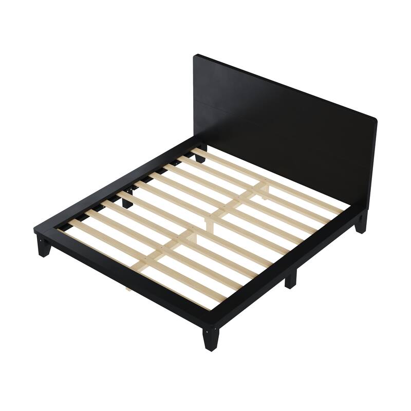 Roomfitters Full/Queen/King Size Wood Platform Bed with Headboard and Slat Support