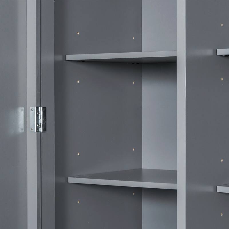 Farmhouse 74.8"Tall Freestanding Kitchen Pantry with Door Shelves,Adjustable Shelves, Pull-out Trays and Drawers