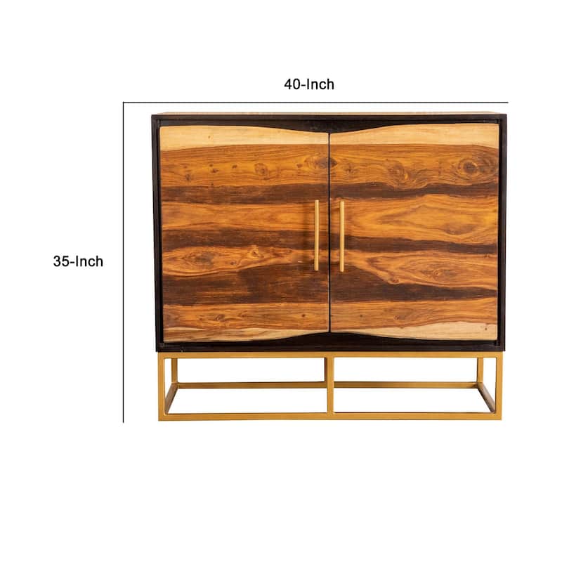 40 Inch 2 Door Sideboard Cabinet Console, Wood Grains, Geometric, Brown