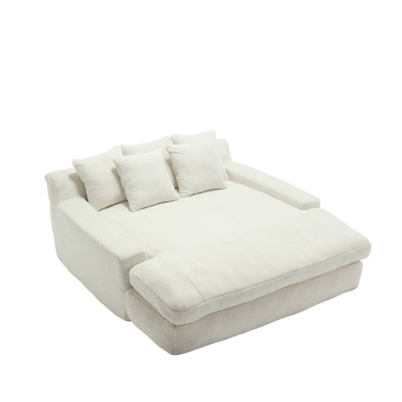 Chenille double spacious lazy sofa Living room Comfortable deep seat sofa with five pillows