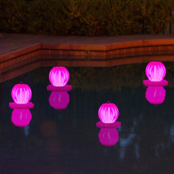 Shop Set Of 2 Pink And White Floating Or Hanging Solar Powered
