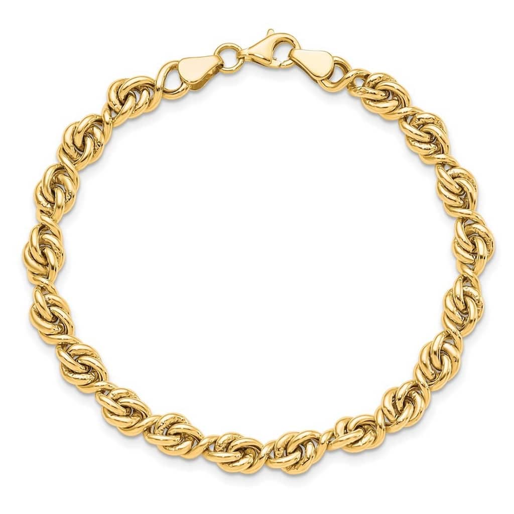 Curata 10k Yellow Gold Polished Love-knot Fancy Link Bracelet 7.25 Inch