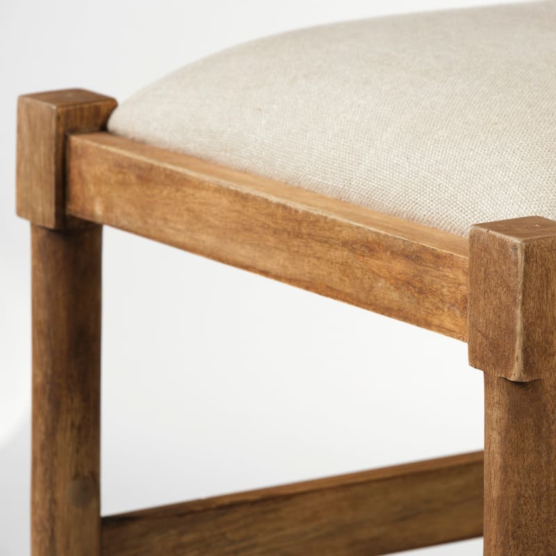 Trixie 37.5" Total Height Cream Upholstered Seat Brown Wood Frame Counter Stool
