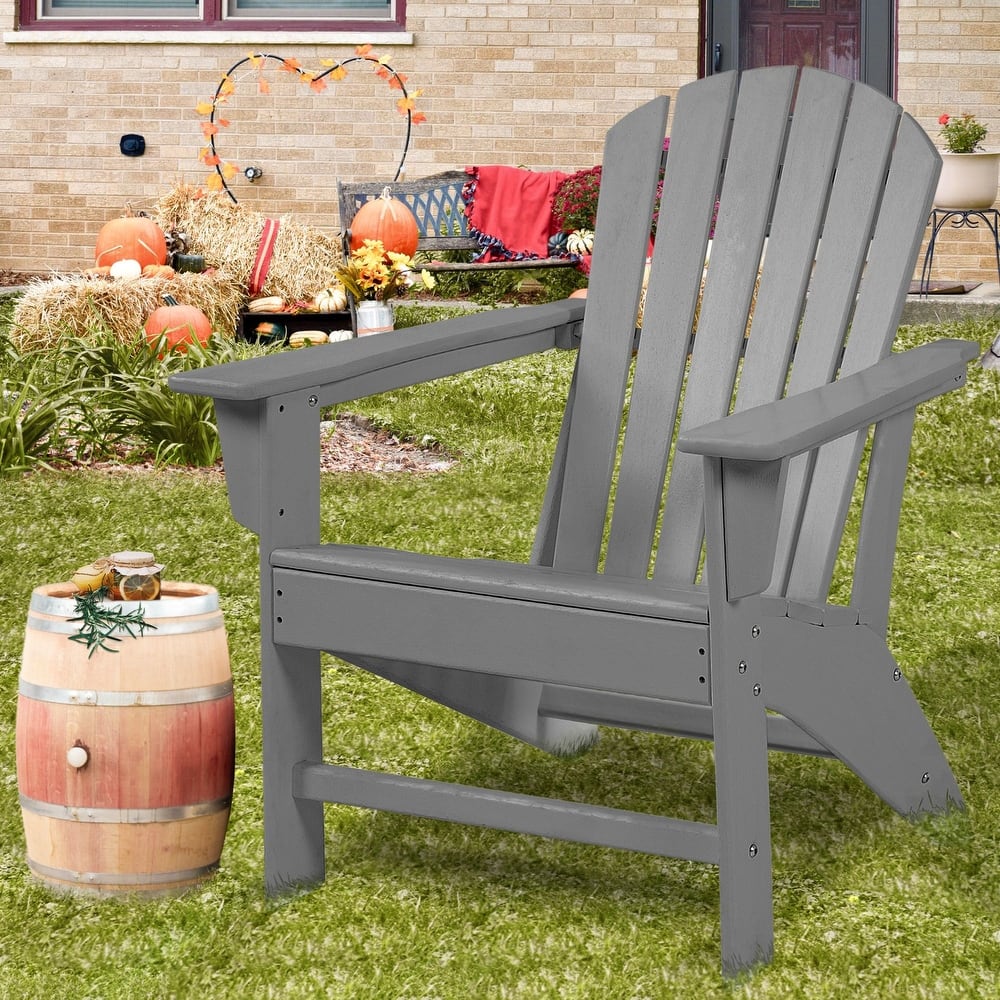 Outdoor Composite Classic Adirondack Chair, All-Weather Resistant Deck Lounge Chair with Ergonomic Design
