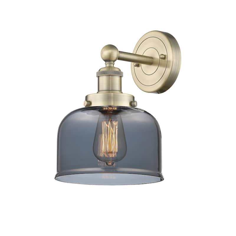 Innovations Lighting 616-1W-10-7-L Bell Sconce Bell 10" Tall Wall - Antique Brass / Plated Smoke