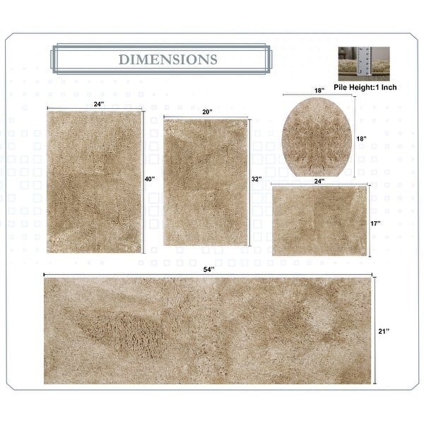 dimension image slide 19 of 28, Luxury Plush Bathroom Rug Set - Quick-Dry, Soft Microfiber, Non-Slip, Absorbent & Washable Bath Mats