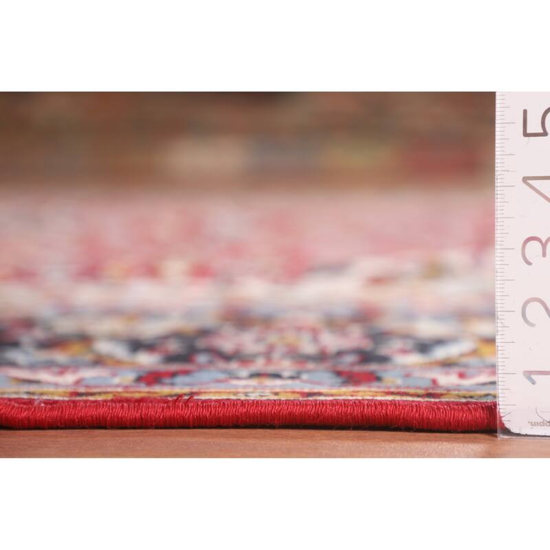 Traditional Red Kashan Turkish Area Rug Floral Machine-Made Carpet - 9'8" x 12'9"