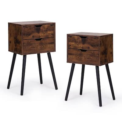 Set of 2 Modern Nightstand with 2 Drawers
