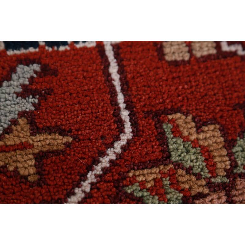 Hand Knotted Oriental 100% Wool Carpet Traditional Medallion Oranges & Rust Heriz (serapi) Area Rug - 11' 10'' X 9' 0''