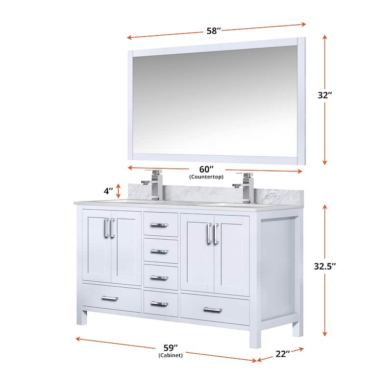 Jacques 60 in. W x 22 in. D White Double Bath Vanity