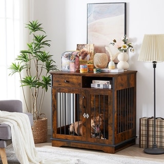 Image showcasing Dog cage, indoor pet cage coffee table, decorative wooden kennel - Bed ...