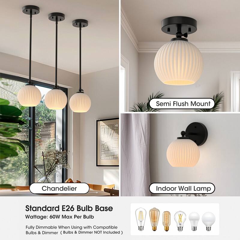 YANSUN 3 Pcs Black Light Accessories Rod for Pendant Semi-Flush Mount Ceiling Light, E26 No Light Source and Shade Included