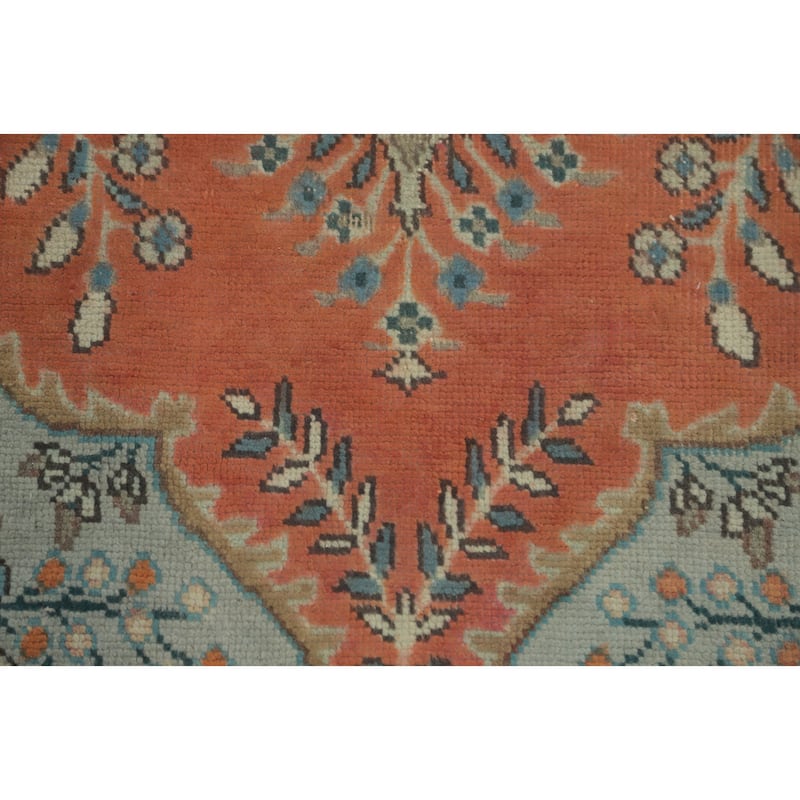 Hand Knotted Oriental 100% Wool Carpet Traditional Floral Oranges & Rust Tabriz Area Rug - 9' 11'' X 6' 6''