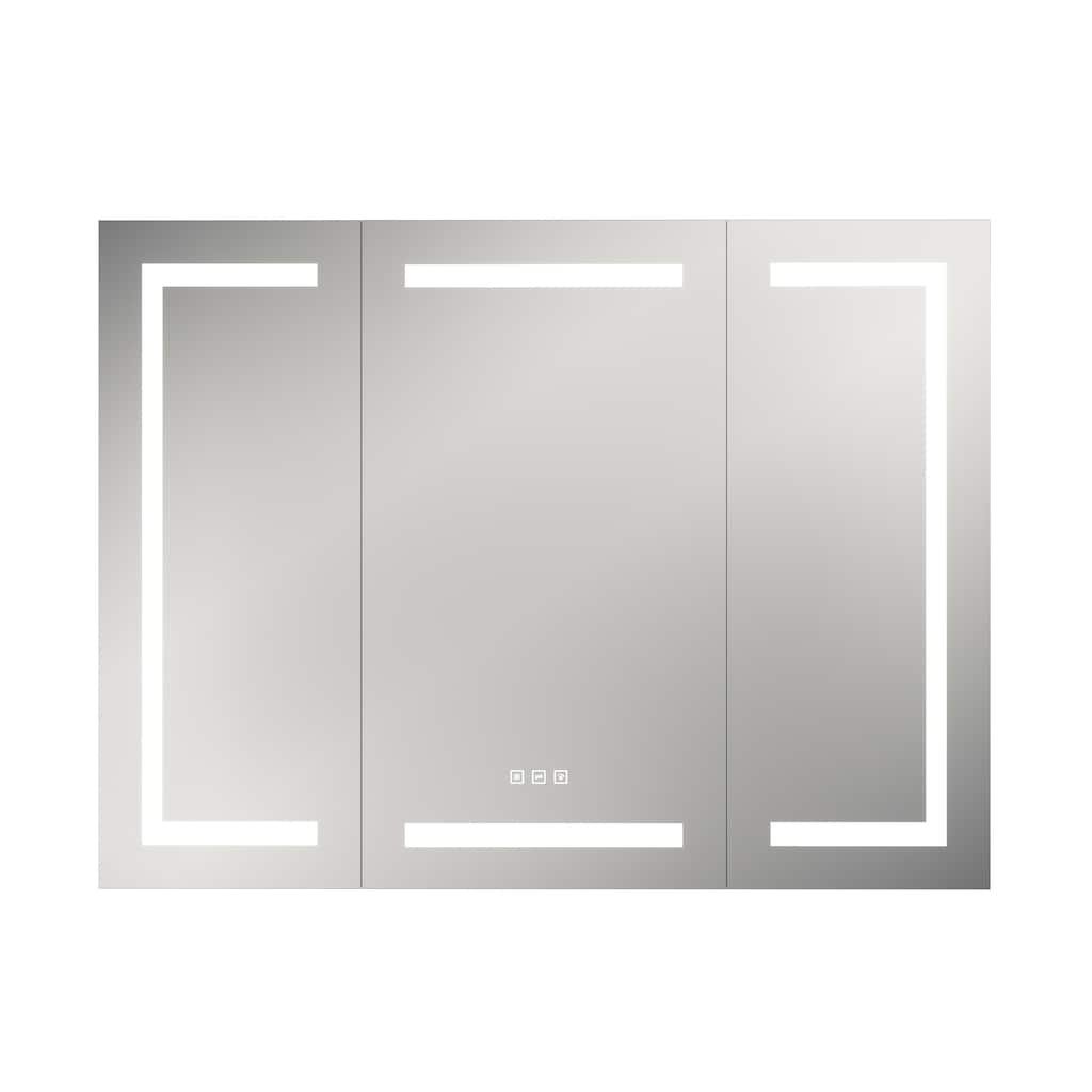 LED Bathroom Medicine Cabinet with Mirror, Hidden Storage, Dimmable 3-Color Light, Anti-Fog, Touch Sensor, Wall Mount