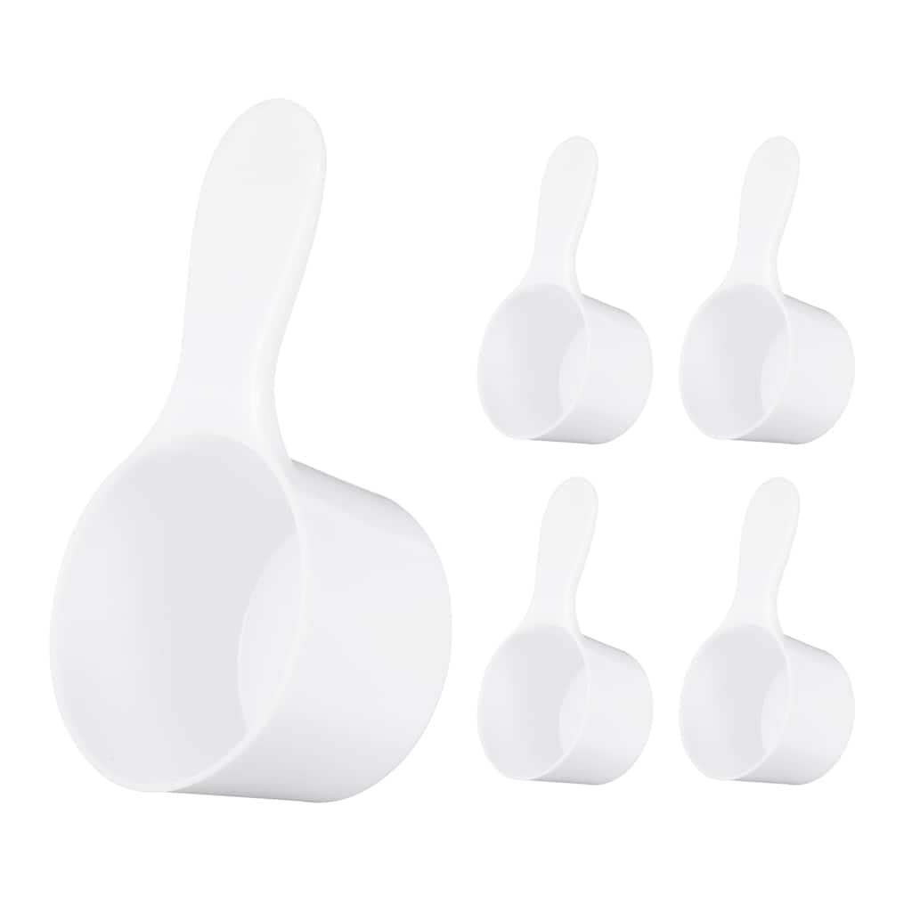 5 Pcs Measuring Spoon with Short Handle, Teaspoon Plastic Scoops, White - 25g