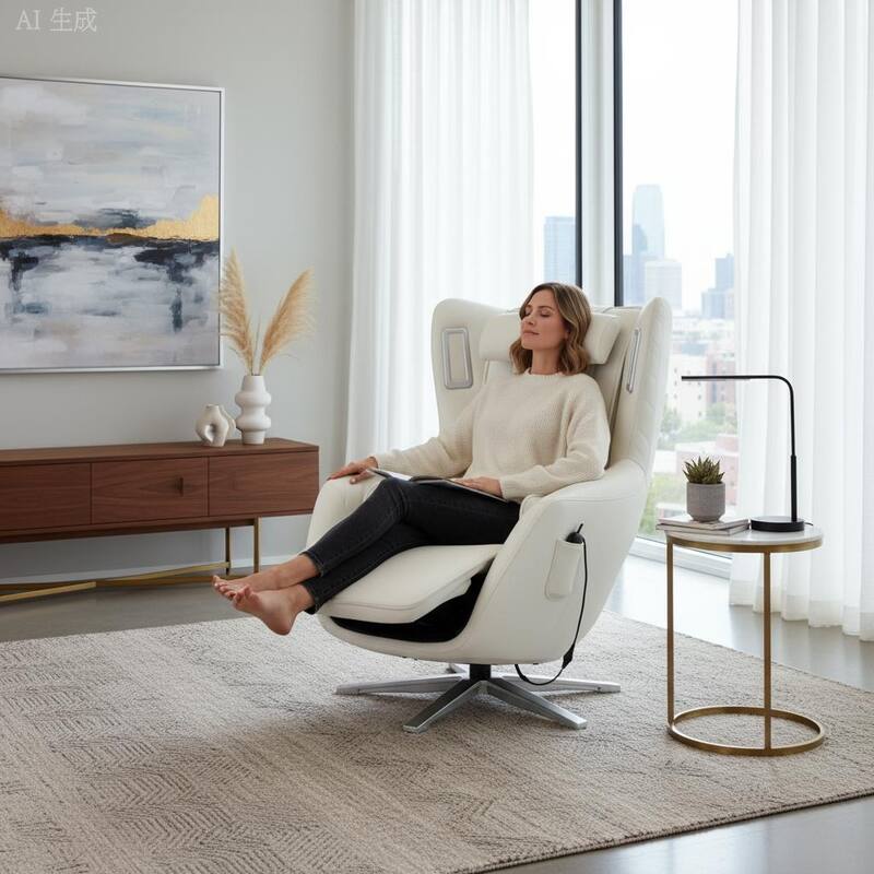 Advanced Zero Gravity Massage Chair Dual Heat Bluetooth Speaker System - White