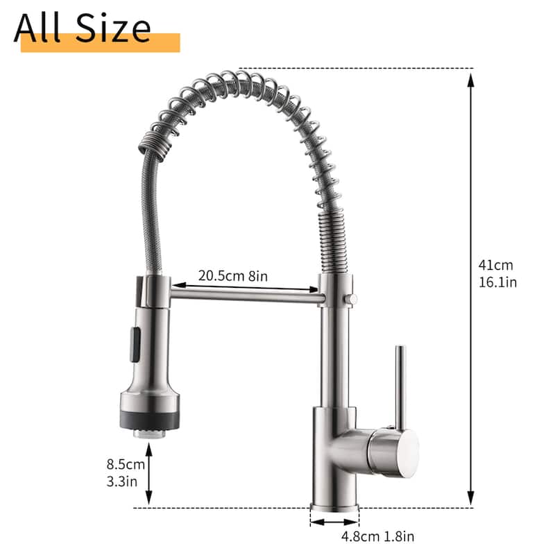 Kitchen Faucet w/ Pull Down Sprayer Single Handle Kitchen Sink Faucet