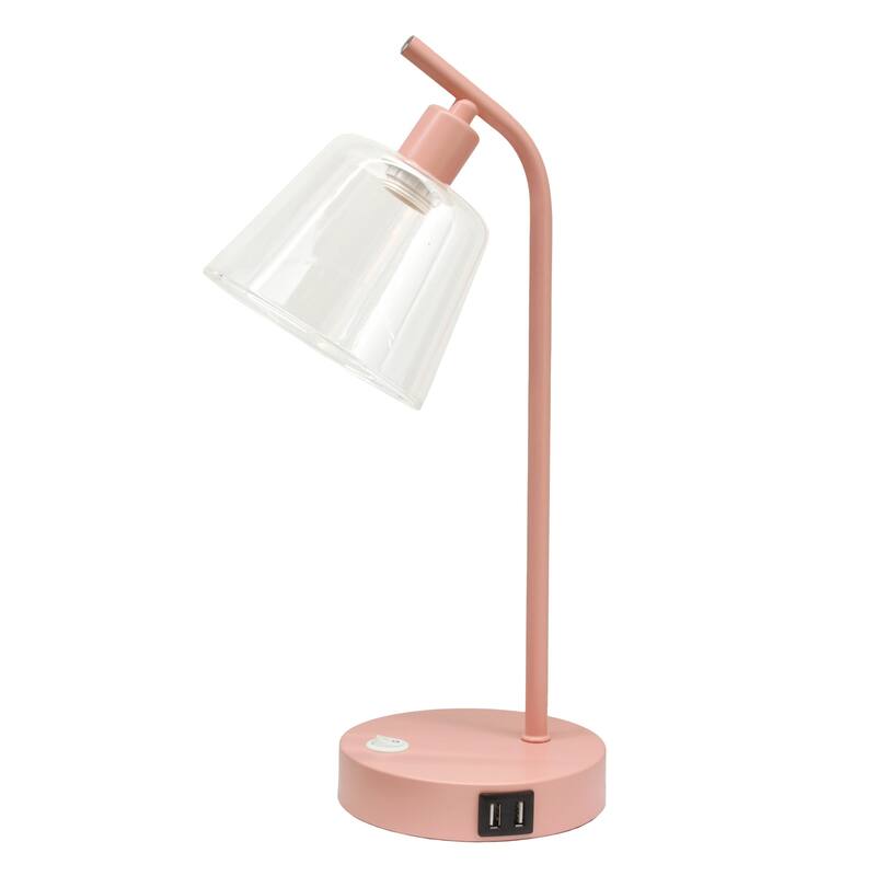 Curved Arm Desk Lamp with Glass Shade - 15.75" - Pink