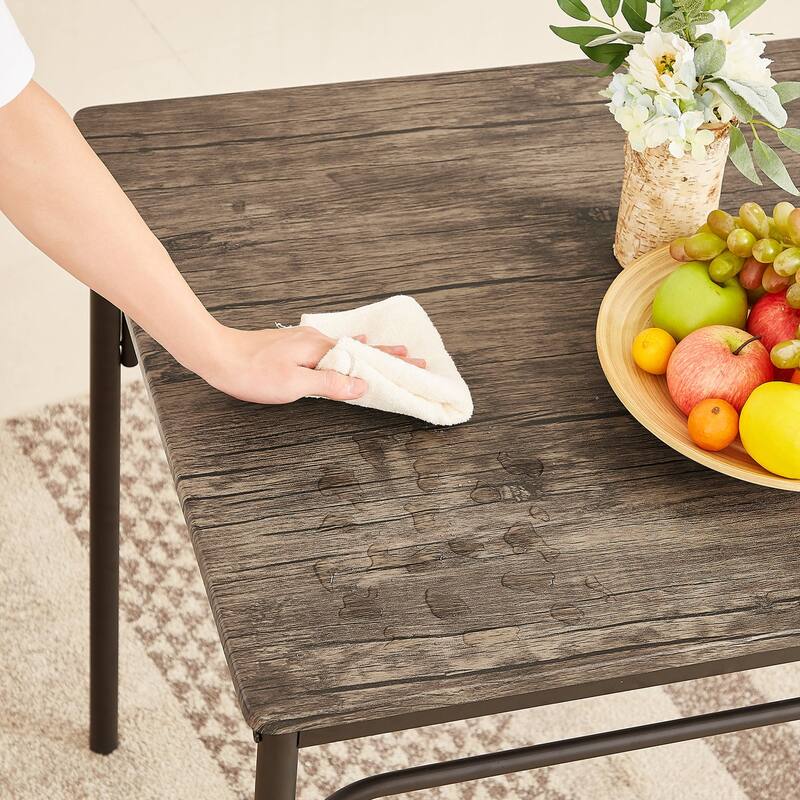 VECELO Modern 3/5-piece Dining Set Tempered Glass Top and Wood Top, Steel Dining Table and Chair Set of 2/4