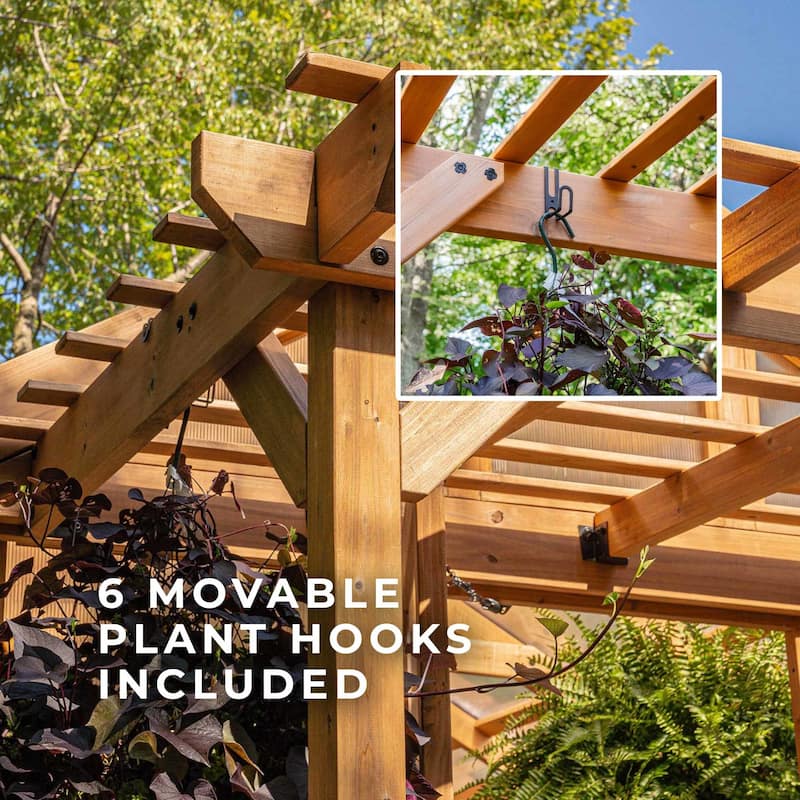 Backyard Discovery Bellerose 11'x7' Cedar Wood Greenhouse with Pergola - 14'8" x 7'4"