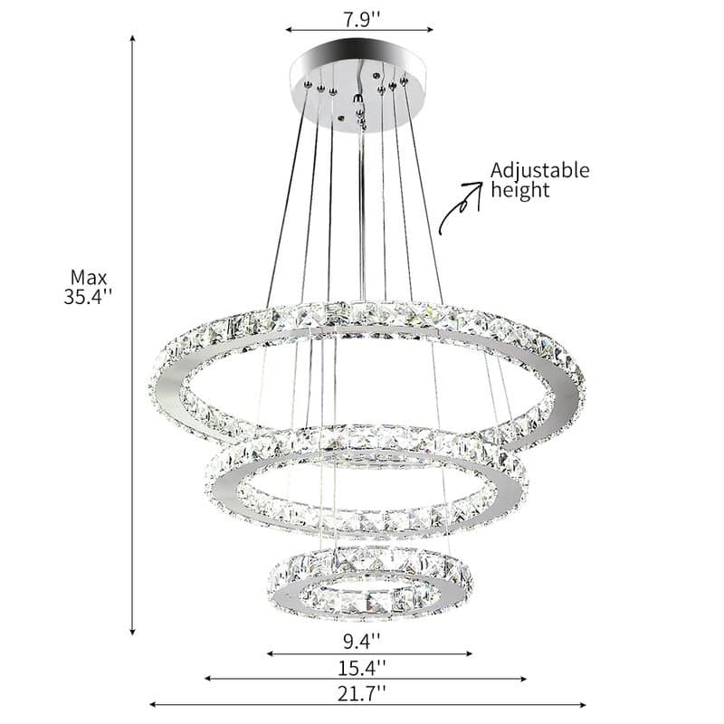 Maxax 3 - Light Unique Tiered LED Chandelier with Crystal Accents - YX550