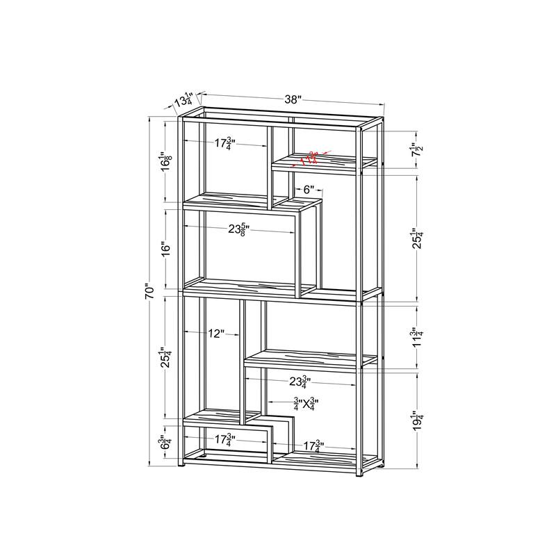 Viby Contemporary 6-Shelf Metal Tiered Open Bookcase by Silver Orchid