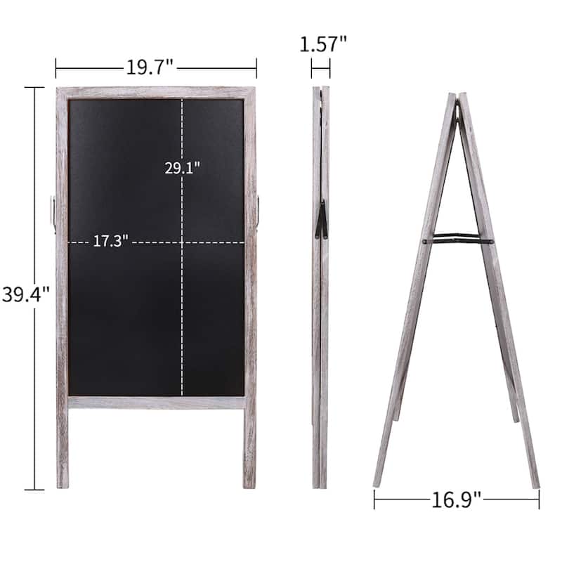 Rustic A Board Magnetic Chalkboard Signs Double Sided Blackboard White - 20" W x 39" H