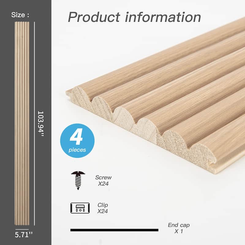 Art3d Wood Grain 3D Slat Wall Paneling,103.94"x5.71",4 Panels - 103.94"x5.71"